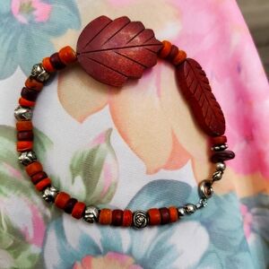 Tribal Fern Bracelet.  Vintage, delicately carved fern leaves, presumed mystical